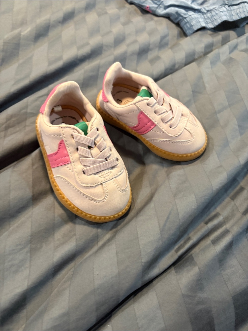 wonder nation White Sneakers with Pink Accents and Gum Sole